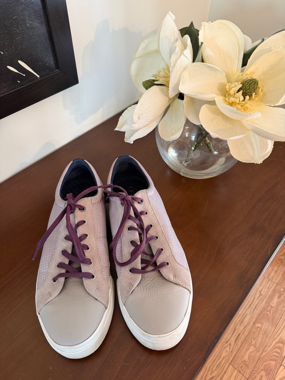 Ted Baker Men's Lace-Up Sneakers in Light Mauve with Purple Laces
